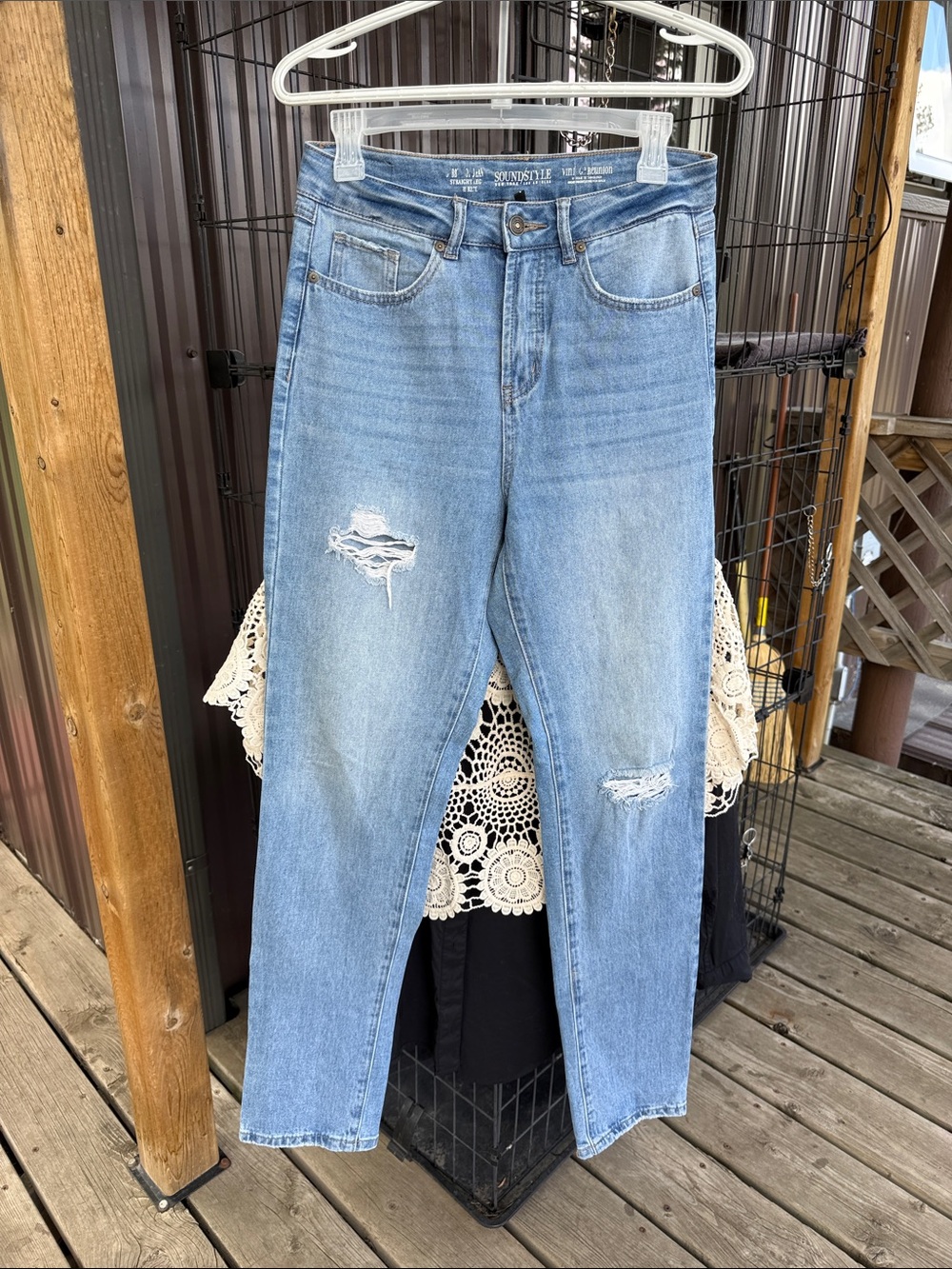 High-Rise Light Blue Distressed Women's Jeans